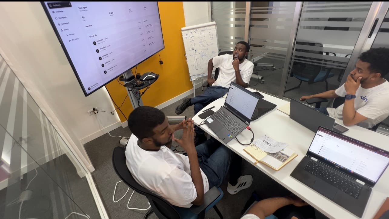 The Lucy team in a working session with a client
