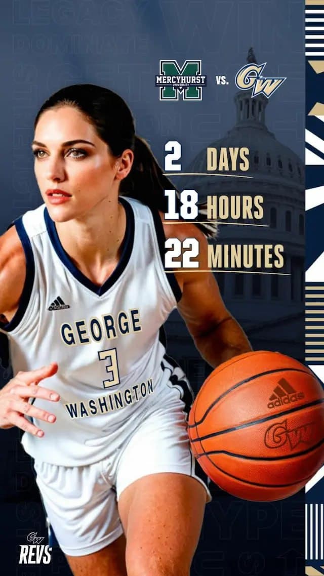 A generated gameday countdown image of a student as a Revolutionary, for NJIT vs. GW